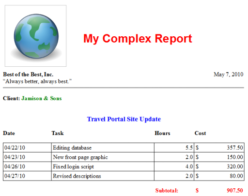 WordRepor t Sample Report